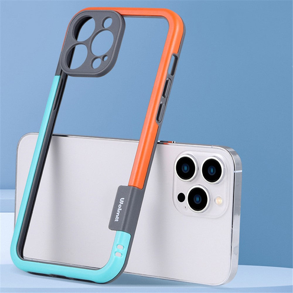 WOLMTT For iPhone 15 Pro Max Anti-scratch Case Dual Color Frame PC+TPU Phone Cover