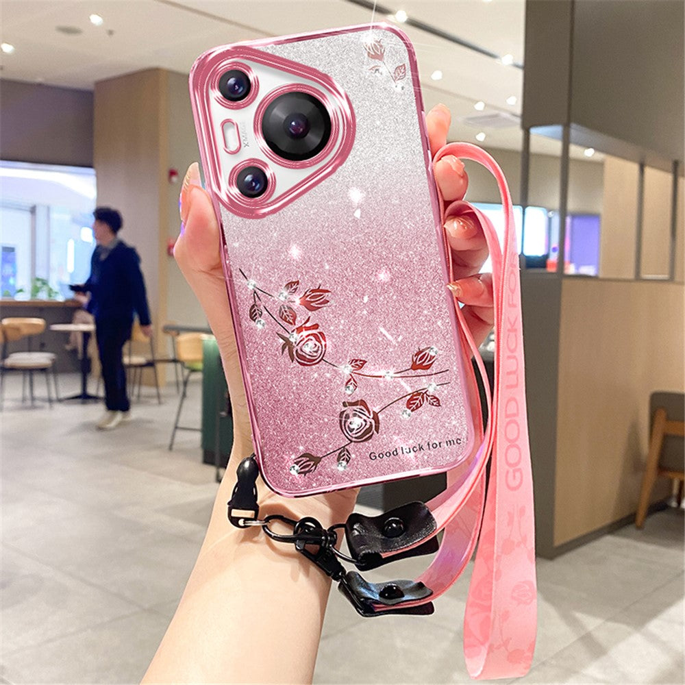 KADEM til Huawei Pura 70 Pro / Pura 70 Pro+ TPU-cover med snor, glitter og glitrende mobilcover