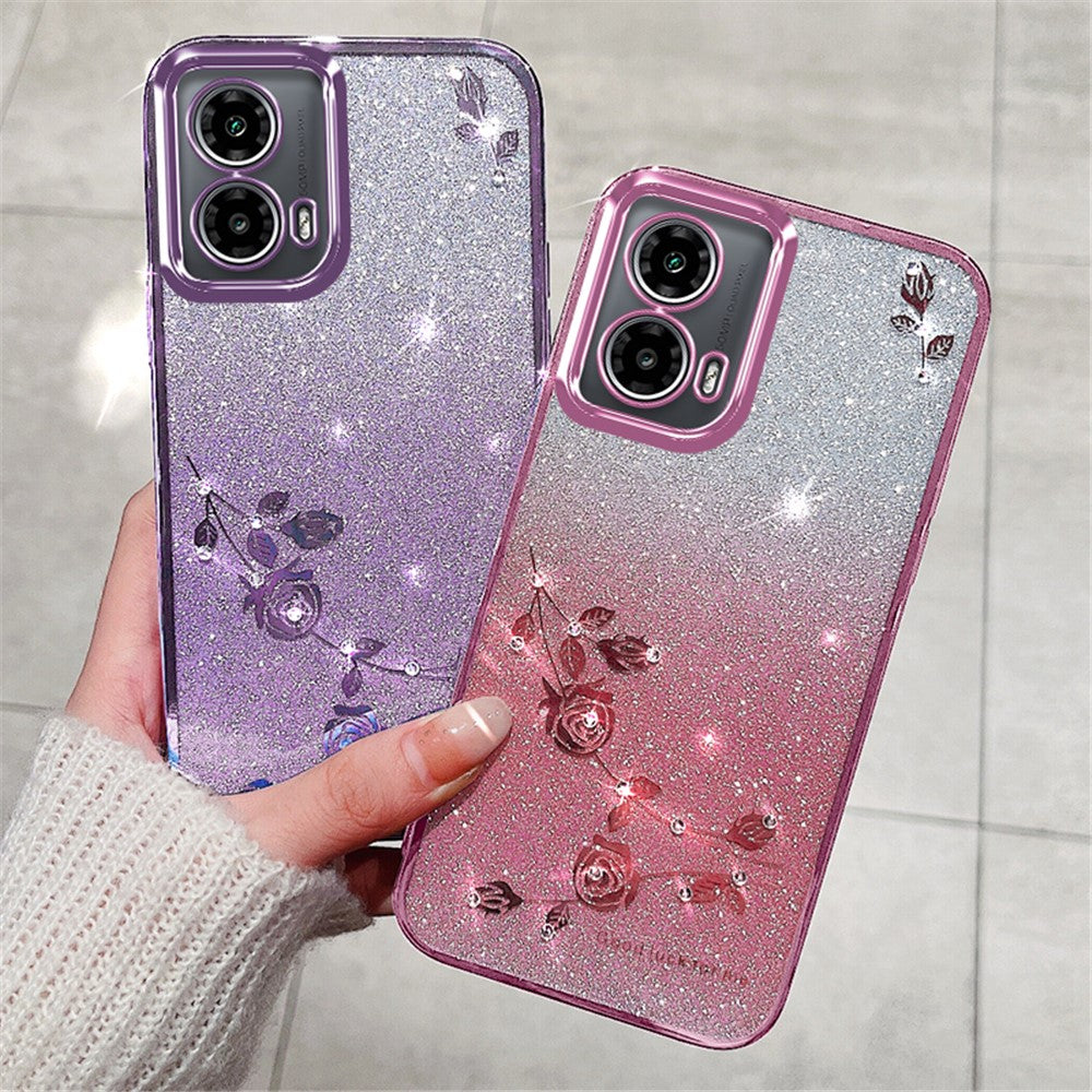 KADEM Cover til Motorola Moto G45 5G / G34 5G - Bling Glitter Fleksibelt TPU Beskyttelsescover