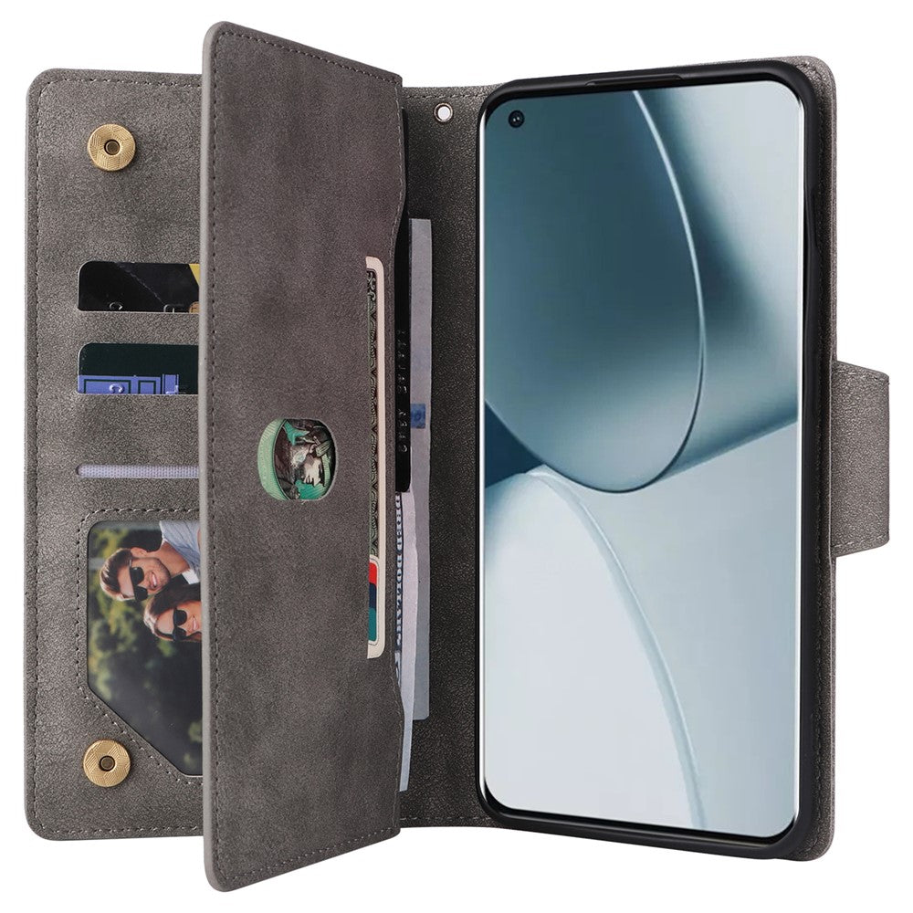 OnePlus 10 Pro 5G Anti-fall-skal Nit Decor PU-läder Stativ Plånboksfodral