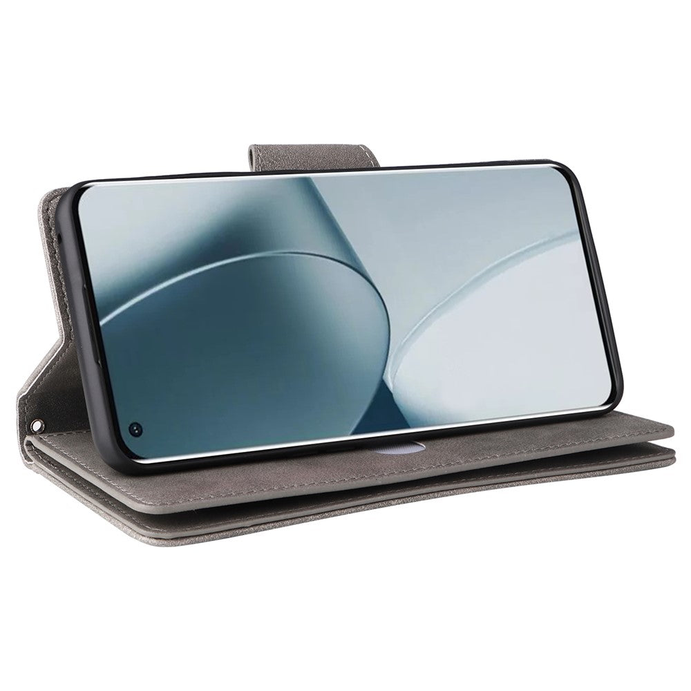 OnePlus 10 Pro 5G Anti-fall-skal Nit Decor PU-läder Stativ Plånboksfodral