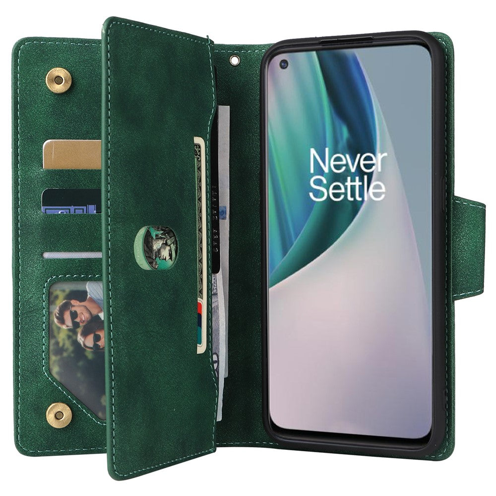 OnePlus Nord N10 5G Mobilskal PU Läder Plånboksfodral med Nitdekor