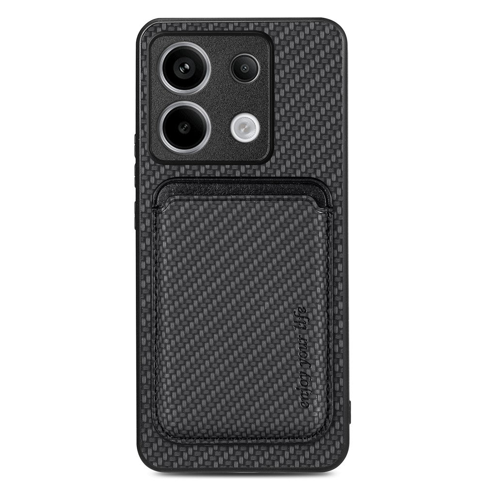 Xiaomi Redmi Note 13 Pro 5G / Poco X6 5G-etui med aftagelig magnetisk kortholder, kulfiberstruktur og mobilcover i PU+TPU