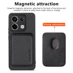 Xiaomi Redmi Note 13 Pro 5G / Poco X6 5G-etui med aftagelig magnetisk kortholder, kulfiberstruktur og mobilcover i PU+TPU
