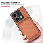 Xiaomi Redmi Note 13 Pro 5G / Poco X6 5G-etui med aftagelig magnetisk kortholder, kulfiberstruktur og mobilcover i PU+TPU