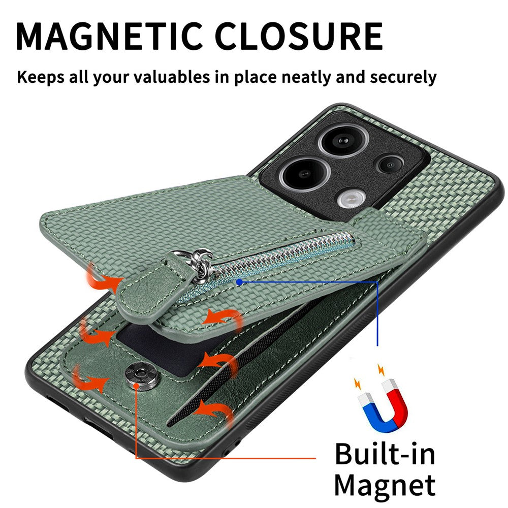 C1-03 For Xiaomi Redmi Note 13 Pro 5G / Poco X6 5G Case Vertical Kickstand Carbon Fiber Phone Shell