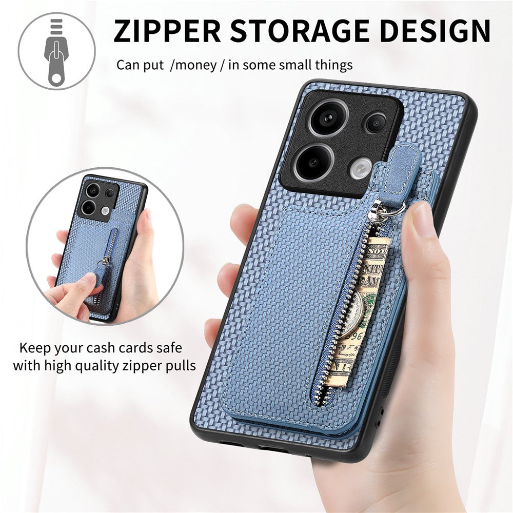 C1-03 For Xiaomi Redmi Note 13 Pro 5G / Poco X6 5G Case Vertical Kickstand Carbon Fiber Phone Shell