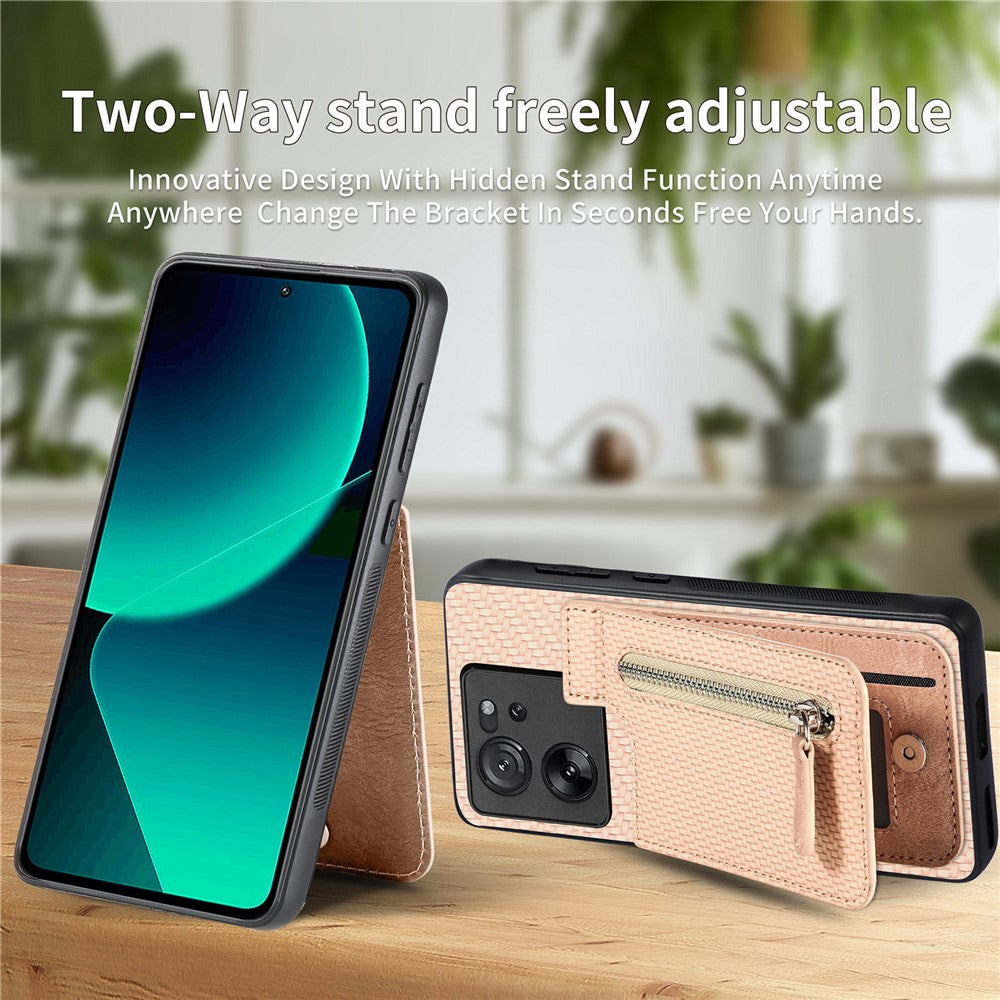 C1-03 För Xiaomi 13T / 13T Pro / Redmi K60 Ultra Skal Vertikalt Stativ Hybrid mobilskal med Blixtlåsficka