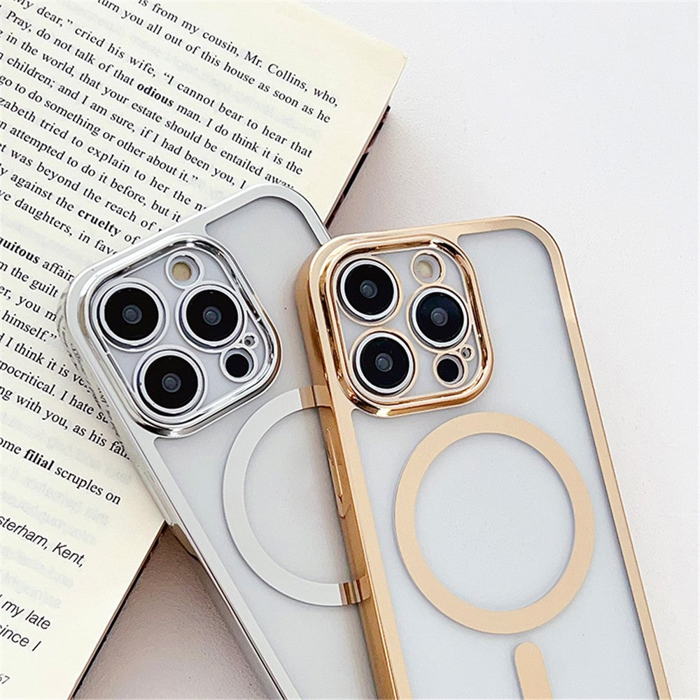 For iPhone 12 Pro Max Case Compatible with MagSafe TPU Electroplating Phone Cover