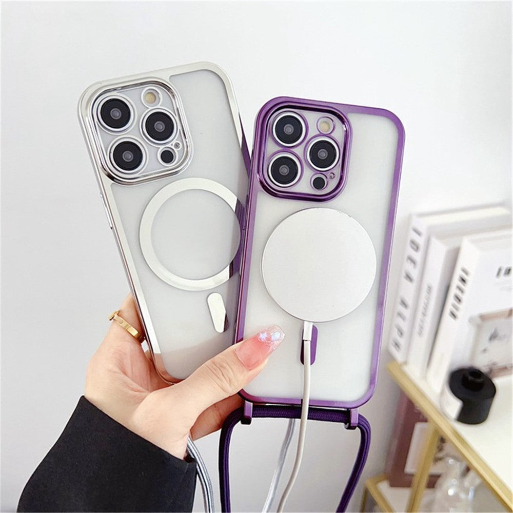 For iPhone 12 Pro Magnetic Case Crossbody Lanyard TPU Phone Cover