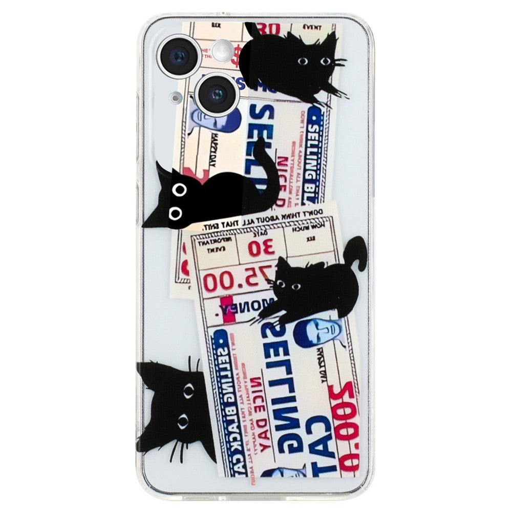 Til iPhone 15 Cover Fleksibelt TPU Mønsterprint Telefon Bagcover