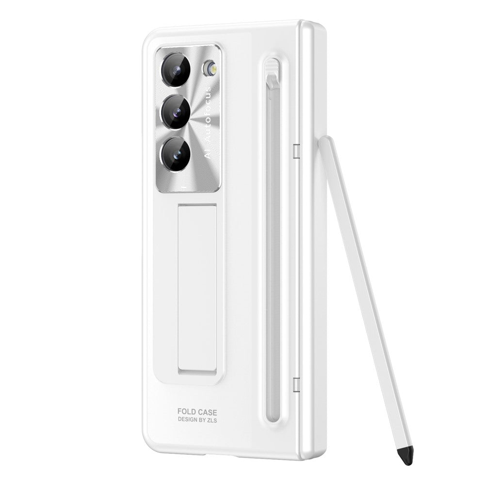 Til Samsung Galaxy Z Fold5 5G Cover Hængsel PC Kickstand Telefoncover med hærdet glasfilm / Stylus