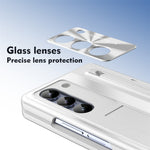 Til Samsung Galaxy Z Fold5 5G Cover Hængsel PC Kickstand Telefoncover med hærdet glasfilm / Stylus