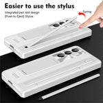 Til Samsung Galaxy Z Fold5 5G Cover Hængsel PC Kickstand Telefoncover med hærdet glasfilm / Stylus