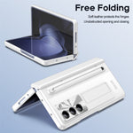 Til Samsung Galaxy Z Fold5 5G Cover Hængsel PC Kickstand Telefoncover med hærdet glasfilm / Stylus