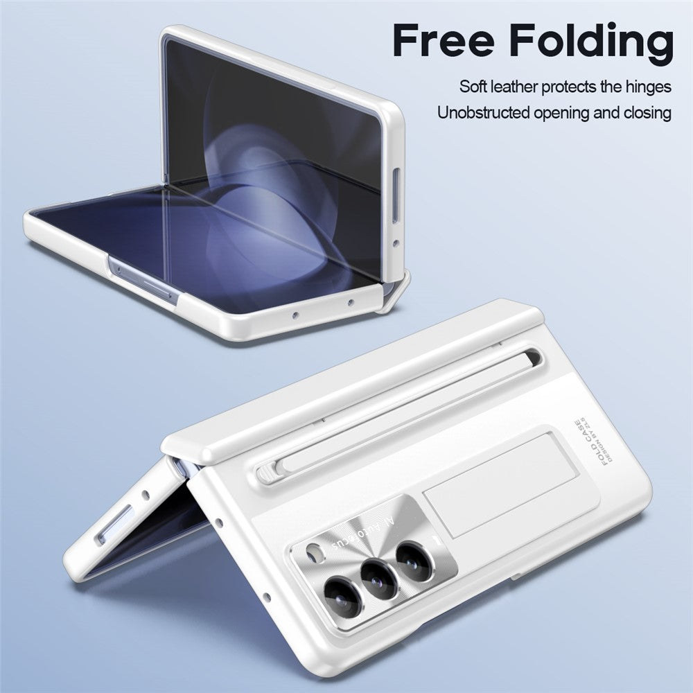 Til Samsung Galaxy Z Fold5 5G Cover Hængsel PC Kickstand Telefoncover med hærdet glasfilm / Stylus