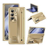 Til Samsung Galaxy Z Fold5 5G Cover Hængsel PC Kickstand Telefoncover med hærdet glasfilm / Stylus