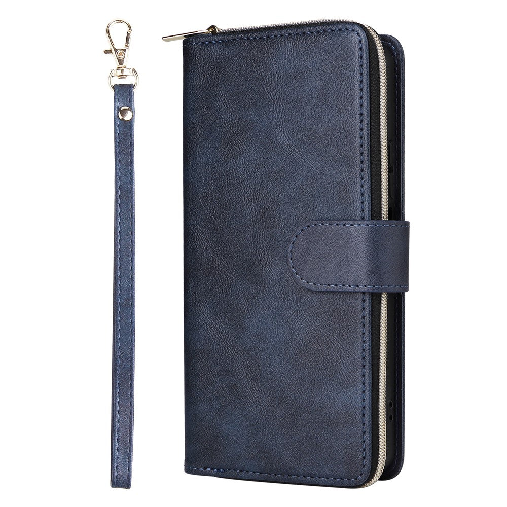 For Xiaomi Redmi Note 13 5G Case with Strap Zipper Wallet PU Leather Phone Cover