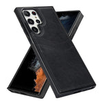 For Samsung Galaxy S22 Ultra 5G Card Case Phone Back Cover Shockproof PU+TPU Phone Shell