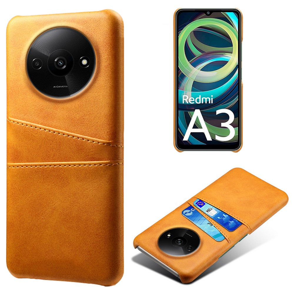 For Xiaomi Redmi A3 4G / Poco C61 4G Case Card Slots PU Leather Coated PC Hard Phone Cover