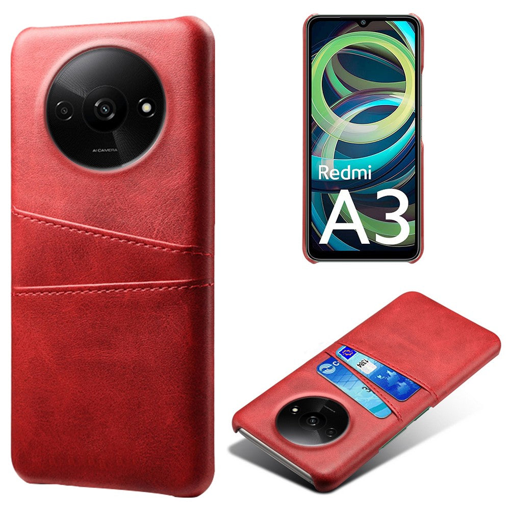 For Xiaomi Redmi A3 4G / Poco C61 4G Case Card Slots PU Leather Coated PC Hard Phone Cover