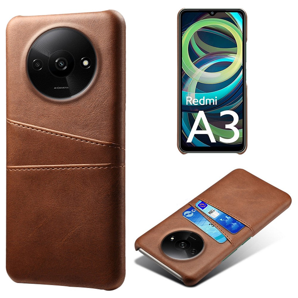 For Xiaomi Redmi A3 4G / Poco C61 4G Case Card Slots PU Leather Coated PC Hard Phone Cover