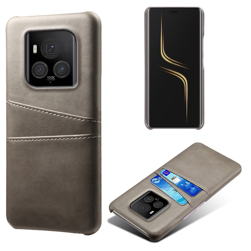 For Honor Magic6 Ultimate 5G Case with 2 Card Slots Dual Layer PU Leather+PC Phone Cover