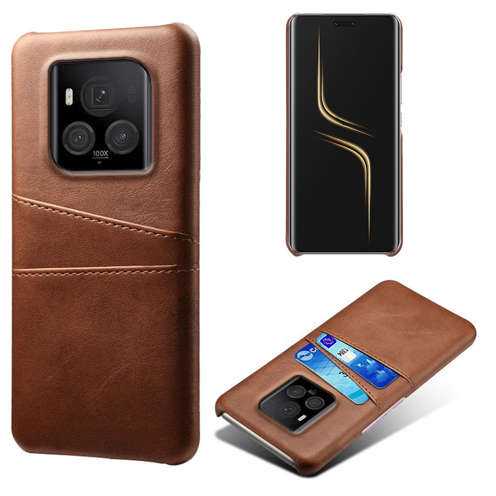For Honor Magic6 Ultimate 5G Case with 2 Card Slots Dual Layer PU Leather+PC Phone Cover
