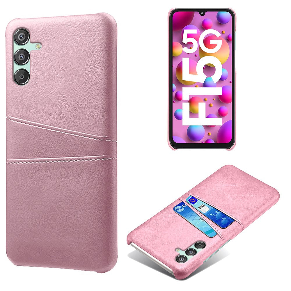 For Samsung Galaxy F15 5G / M15 5G Case PU Leather Hard PC Shockproof Shell with 2 Card Slots