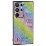 ABEEL For Samsung Galaxy S24 Ultra Case PU Leather+PC Back TPU Frame Phone Cover Rhinestone Texture