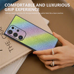 ABEEL For Samsung Galaxy S24 Ultra Case PU Leather+PC Back TPU Frame Phone Cover Rhinestone Texture