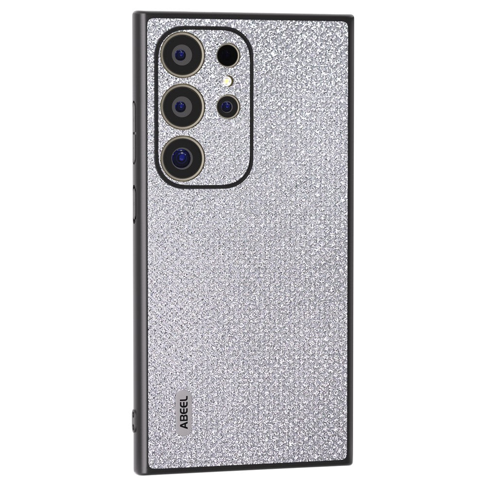ABEEL For Samsung Galaxy S24 Ultra Case PU Leather+PC Back TPU Frame Phone Cover Rhinestone Texture