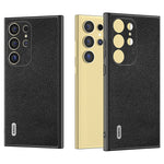 ABEEL Til Samsung Galaxy S24 Ultra Cover Litchi Tekstur Ægte Koskind+PC+TPU Cover