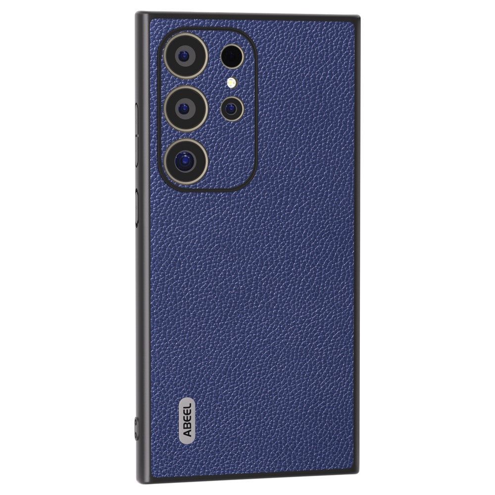 ABEEL Til Samsung Galaxy S24 Ultra Cover Litchi Tekstur Ægte Koskind+PC+TPU Cover