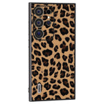 ABEEL For Samsung Galaxy S24 Ultra Case Leather Coated PC+TPU Back Phone Cover with Leopard Pattern
