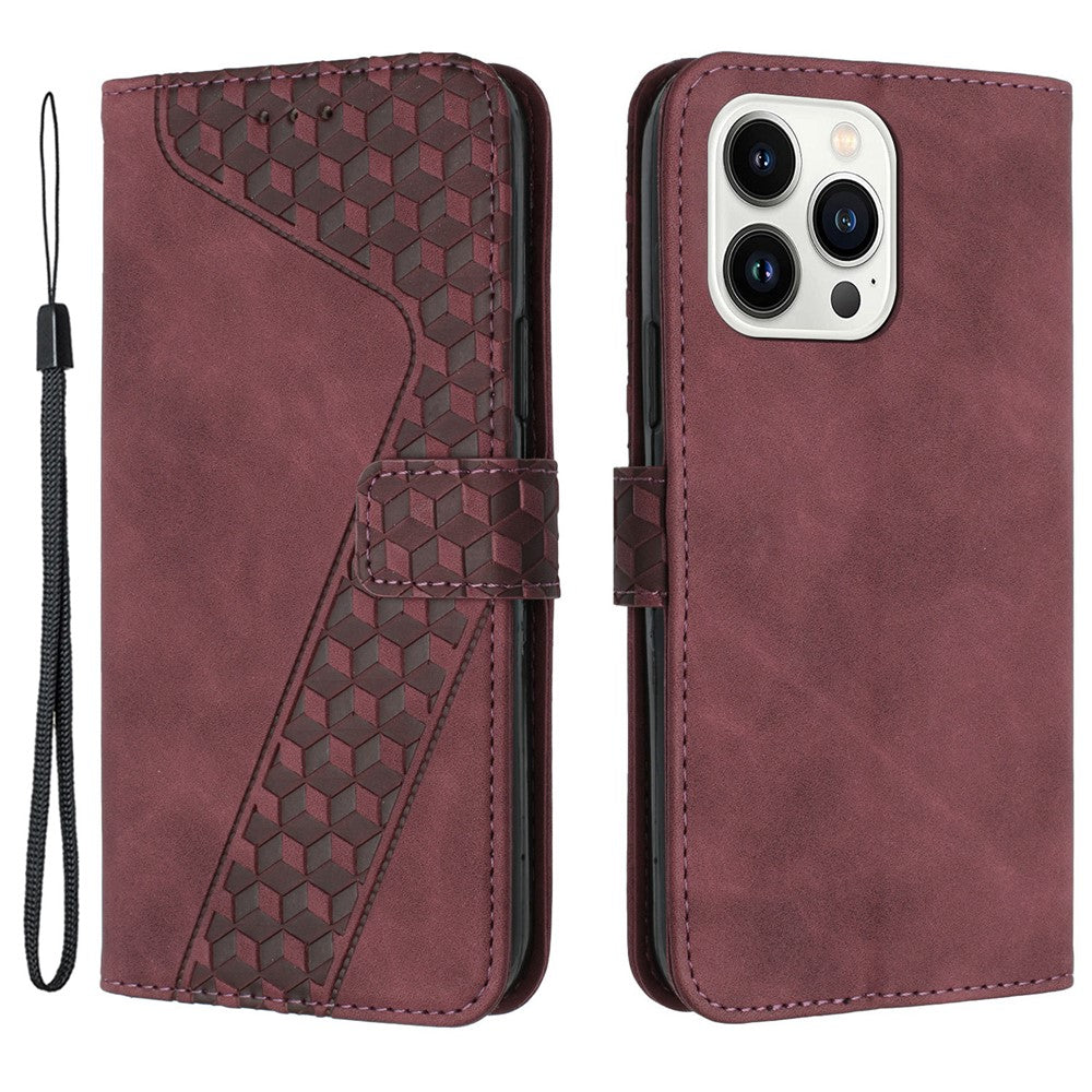 For iPhone 12 Pro 6.1 inch Case PU Leather Phone Wallet 7-Shape Imprinted Anti-scratch Cover