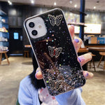 For iPhone 12 Cover Sequins Decor Epoxy Butterfly TPU Phone Case