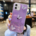 For iPhone 12 Cover Sequins Decor Epoxy Butterfly TPU Phone Case