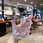 For iPhone 12 Cover Sequins Decor Epoxy Butterfly TPU Phone Case