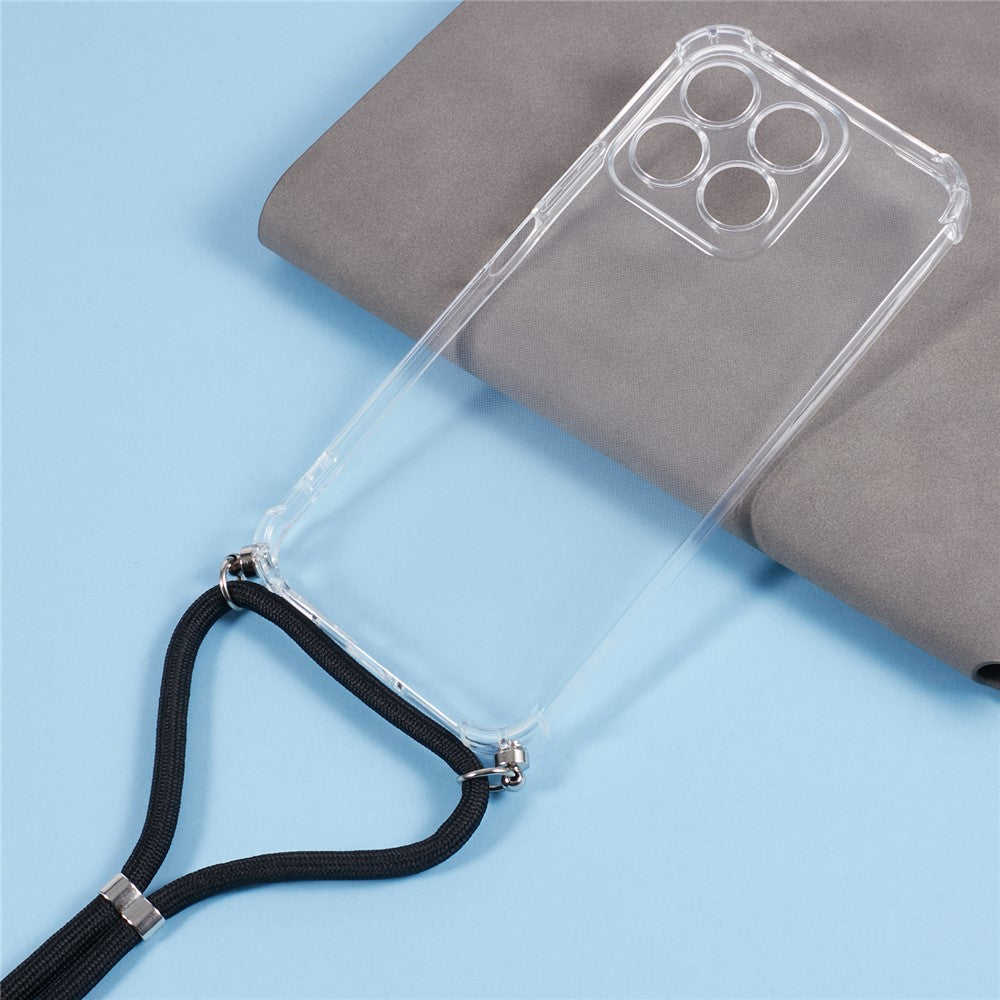 For Honor X8b 4G Case TPU Anti-Scratch HD Clear Protective Back Cover with Lanyard