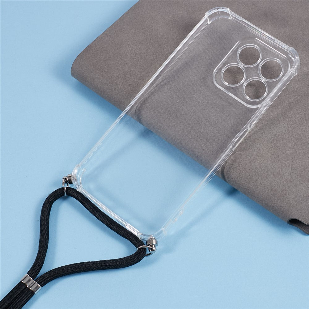For Honor X8b 4G Case TPU Anti-Scratch HD Clear Protective Back Cover with Lanyard