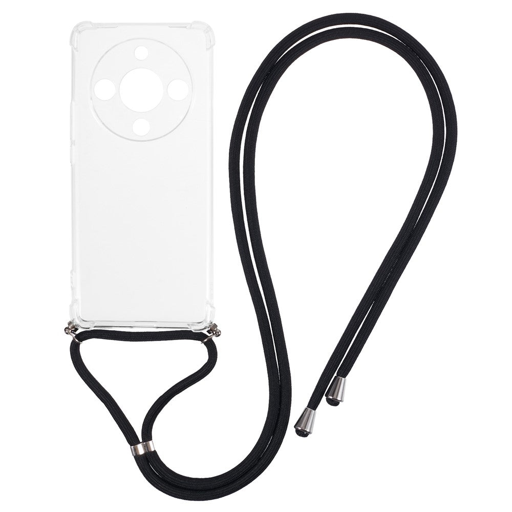 For Honor X9b 5G Case Rreinforced Corner Soft TPU Clear Phone Cover with Lanyard