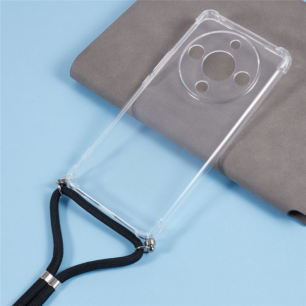 For Honor X9b 5G Case Rreinforced Corner Soft TPU Clear Phone Cover with Lanyard