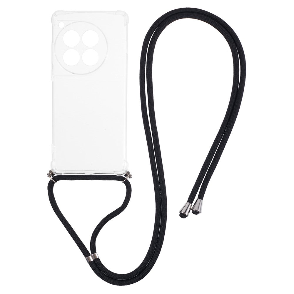 OnePlus 12 5G, genomskinligt skal, mjukt TPU-hörnskydd, mobilskal med snodd