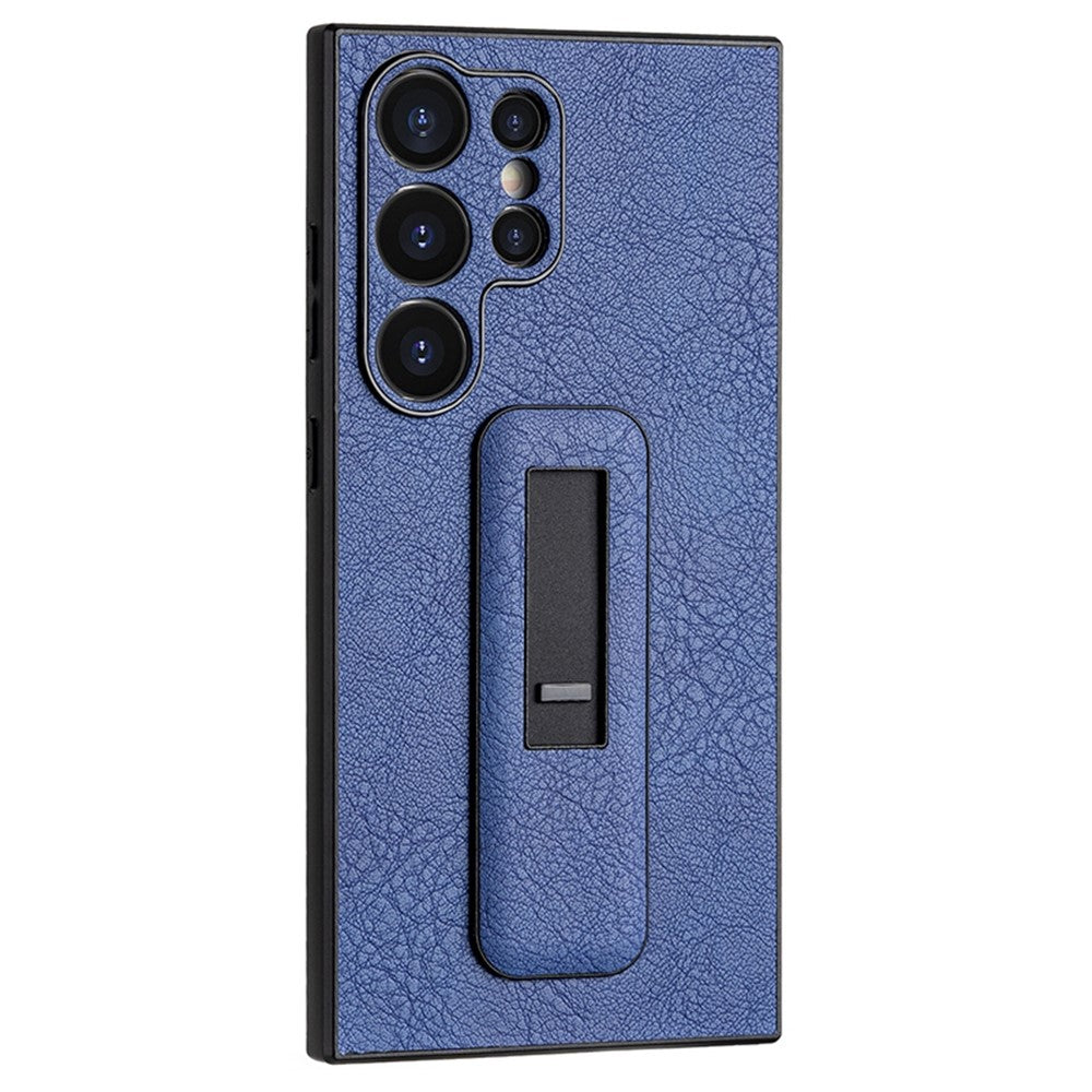 For Samsung Galaxy S24 Ultra Case Shockproof PC+PU Leather Phone Cover with Push-pull Kickstand