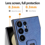 For Samsung Galaxy S24 Ultra Case Shockproof PC+PU Leather Phone Cover with Push-pull Kickstand