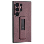 For Samsung Galaxy S24 Ultra Case Shockproof PC+PU Leather Phone Cover with Push-pull Kickstand