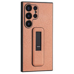 For Samsung Galaxy S24 Ultra Case Shockproof PC+PU Leather Phone Cover with Push-pull Kickstand