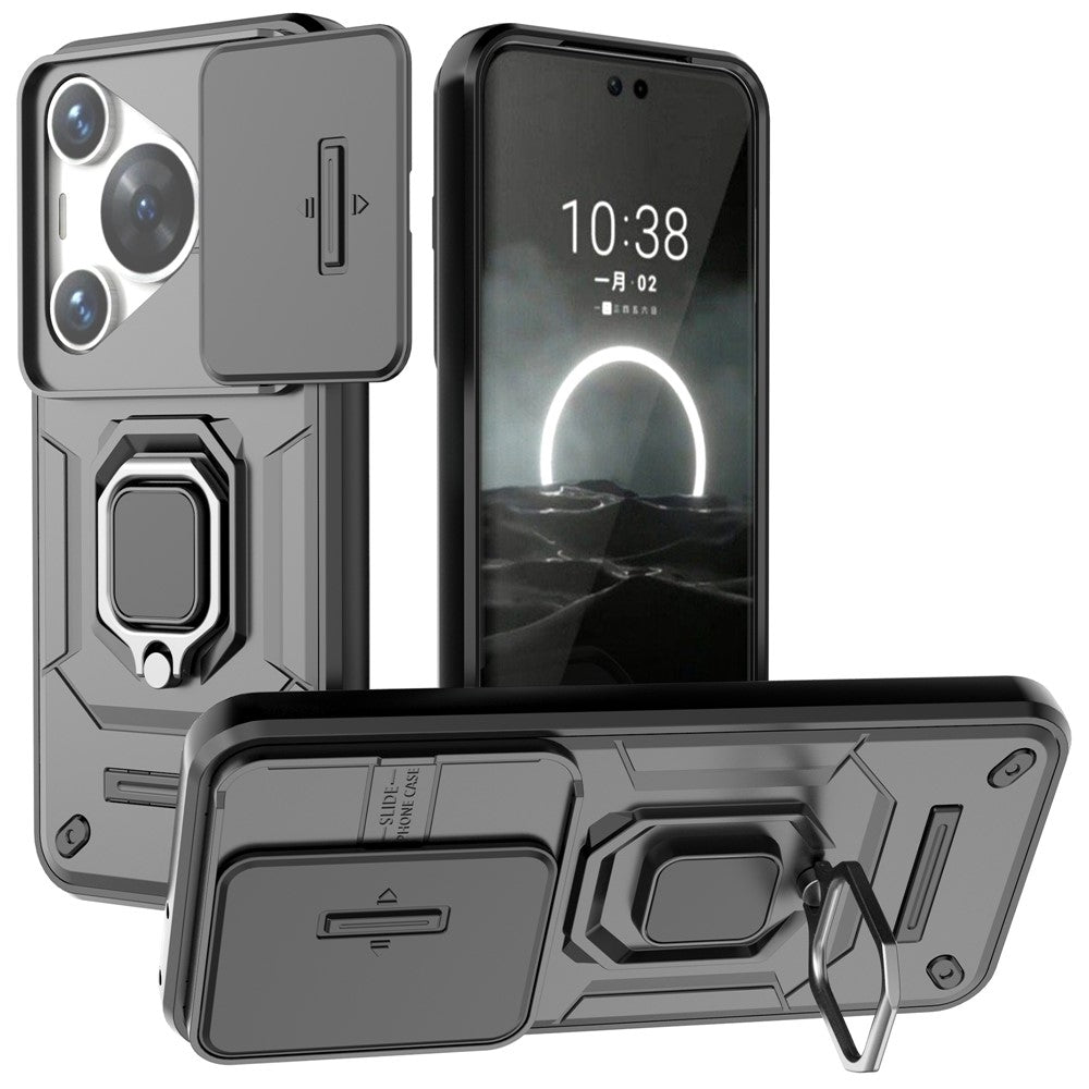 Huawei Pura 70 Pro / Pura 70 Pro+ Stativskal Skjutbart Linsskydd PC+TPU mobilskal