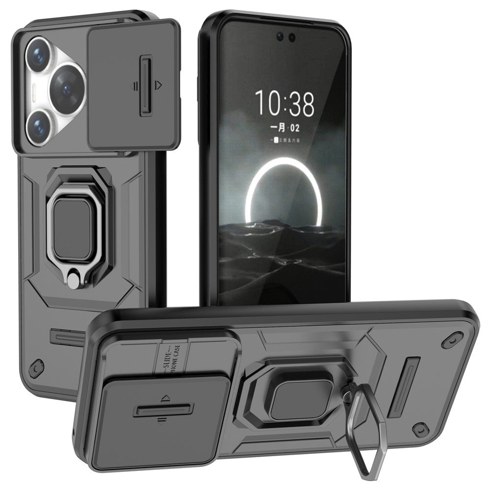 For Huawei Pura 70 Case PC+TPU Protective Phone Shell with Slide Lens Cover